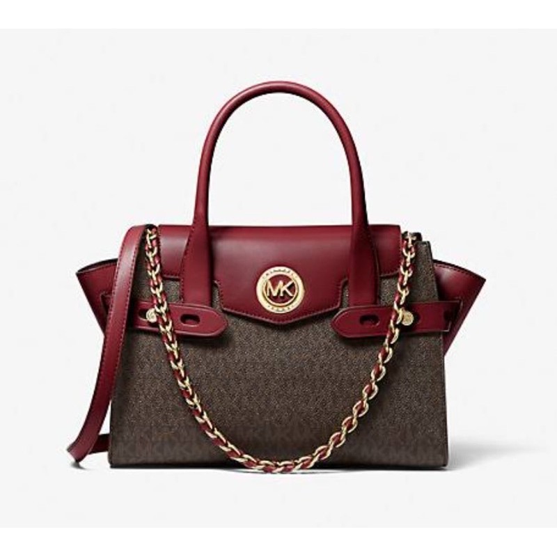Michael Kors MK Carmen Small Logo Leather Dark Berry