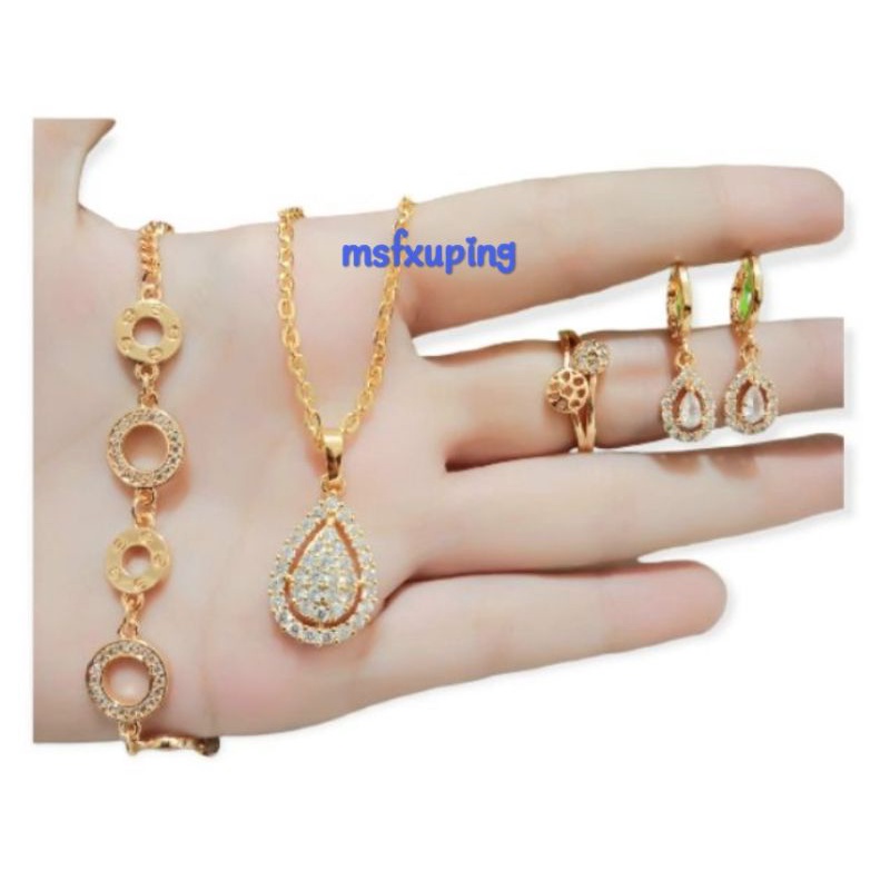 Set perhiasan wanita lapis emas xuping aksesoris fashion S4474