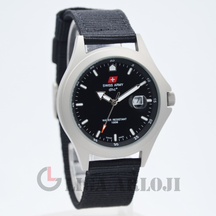 Swiss SA Original  Quartz DHC Kanvas / Nylon SA-1880G Tanggal Doff Hitam