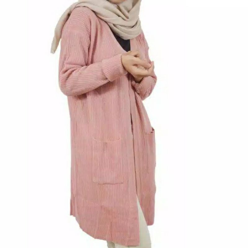 DISCON!!CARDIGAN RAJUT WANITA /LONG CARDIGAn BELLE /CardIgan Oversize /Cardigan Outer wanita /discon-Dusty pink