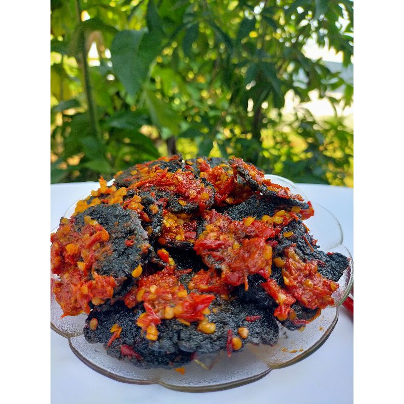 

dendeng pucuk ubi balado cabe merah 250 gram