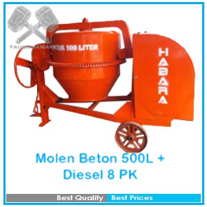 Mesin Molen Beton 500L + Diesel 8PK