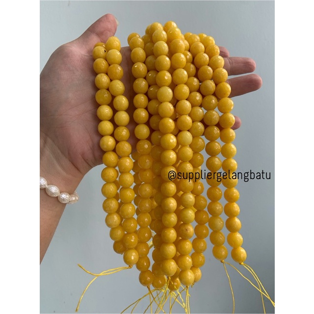 batu alam YELLOW AGATIS FACETED 12mm cutting kuning aksesoris craft