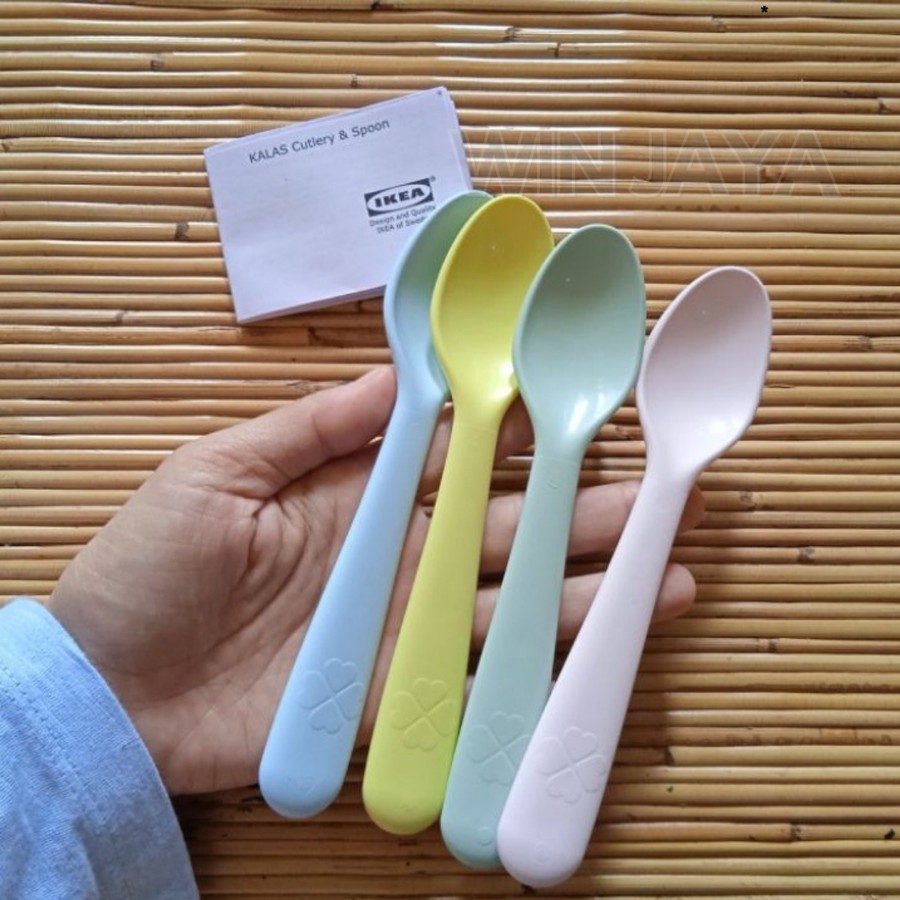 SENDOK MAKAN 1 SET PERALATAN MAKAN ANAK PLASTIK WARNA PASTEL