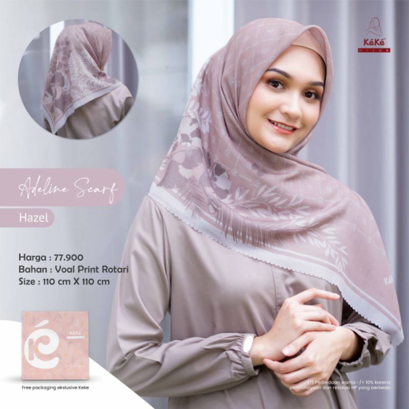 HIJAB SEGIEMPAT MOTIF KEKE ® ADELINE SCARF KEKE