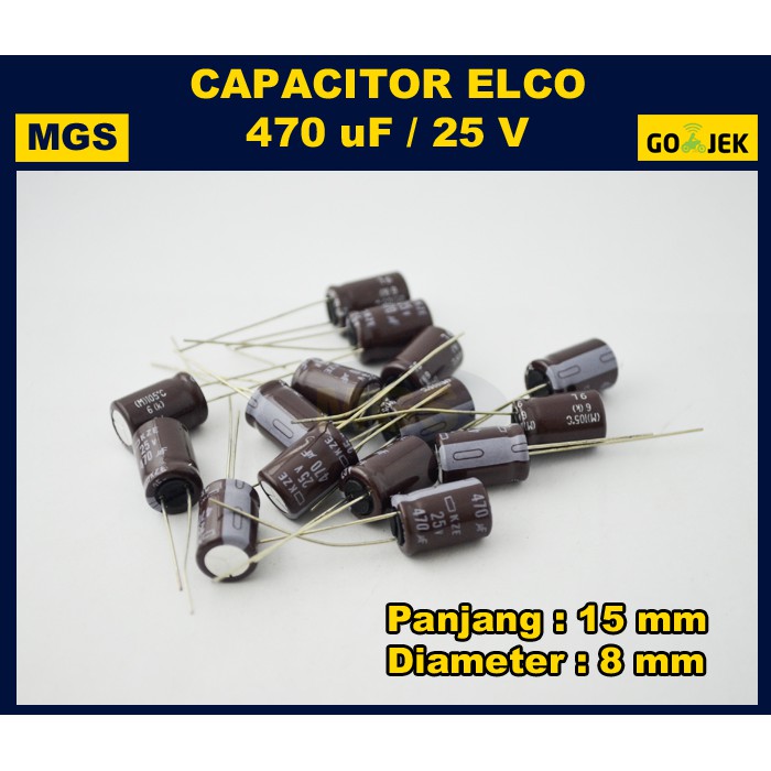 100Pcs Kapasitor Elko 470uf 25v Capacitor Elco 470uf 25v