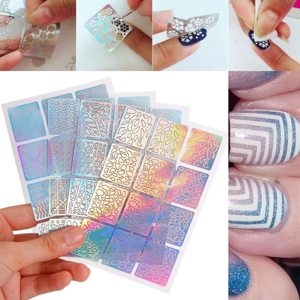 Timekey Stiker Decal Transfer Hollow out 3D Multi Tipe Untuk Dekorasi Nail Art Diy A8K4