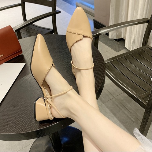 Heels tapak tahu semi kulit wanita model terbaru import kekinian Sepatu wanita import 057