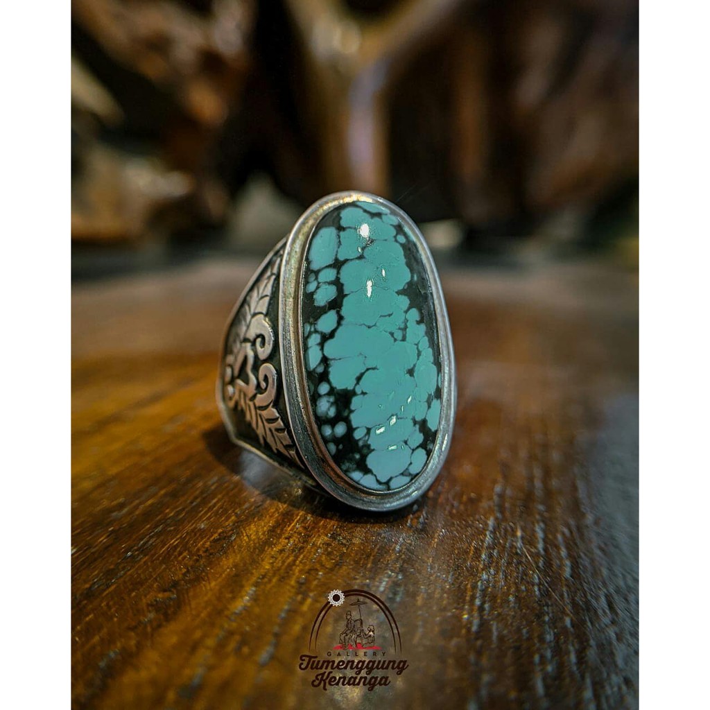 Pirus Tibet Biru Big Size Silver Ring