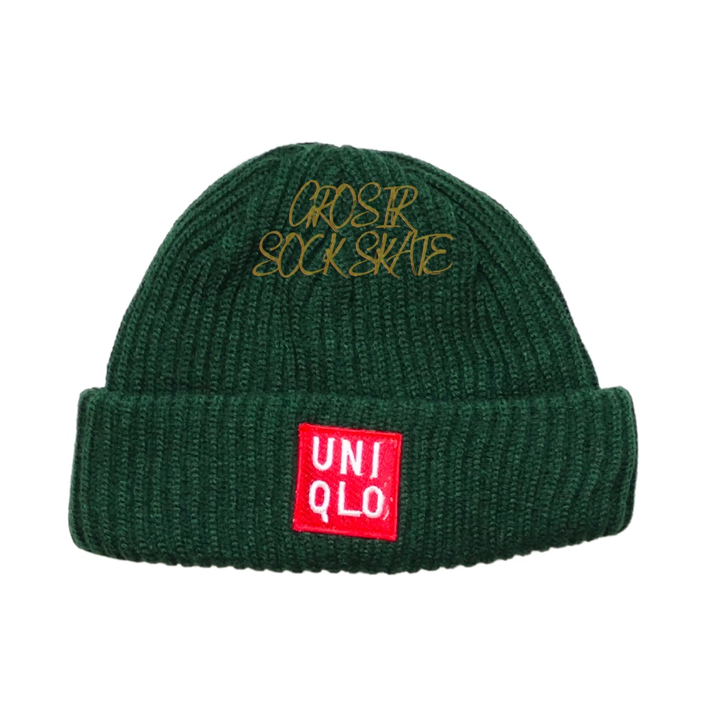 SHORT BEANIE HAT PREMIUM DISTRO BEANIE HAT HIJAU BOTOL