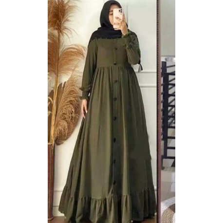 PROMO GAMIS WANITA TERBARU 2021 LEBARAN #anggosae gamis remaja, dewasa, gamis jumbo gamis seragaman pengajian, kondangan, grup dll ready size XS, S, M, L, XL, XXL, XXXL-Army