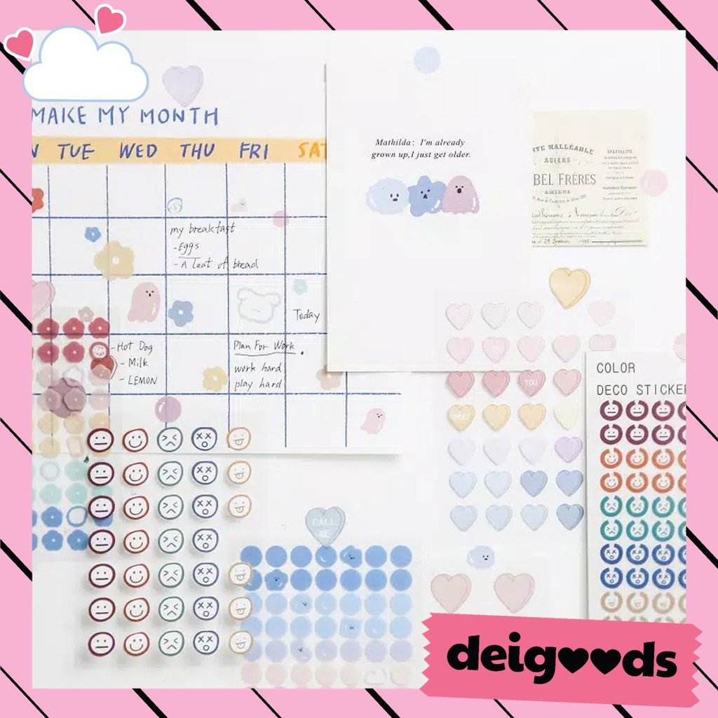 

DEIGOODS❤ 3 Lembar Sticker Dot Smile Graffiti Love Smiley Aesthetic Dekorasi Bujo Journal Scrapbook