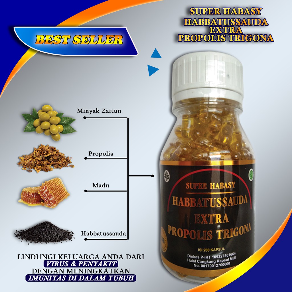 Habbatussauda extra Propolis Trigona Super Habasy 200kapsul Original