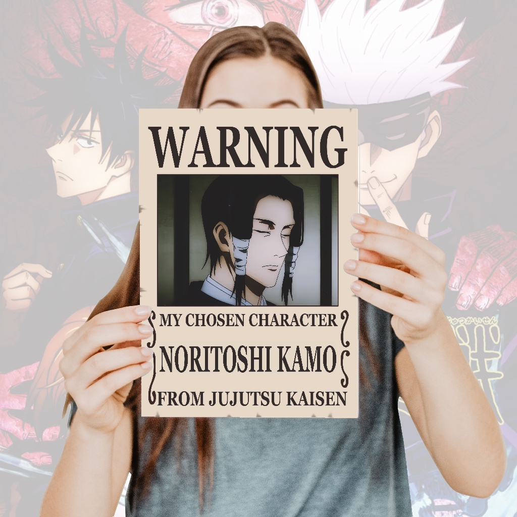 Poster Jujutsu Kaisen Warning Anime Itadori Yuji Fushiguro Megumi Gojo Satoru Sukuna- Size A4+-25 Kamo