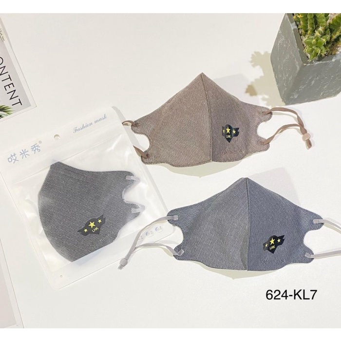 masker kain 3ply premium duckbill motif tali adjustable- masker kain dewasa unisex