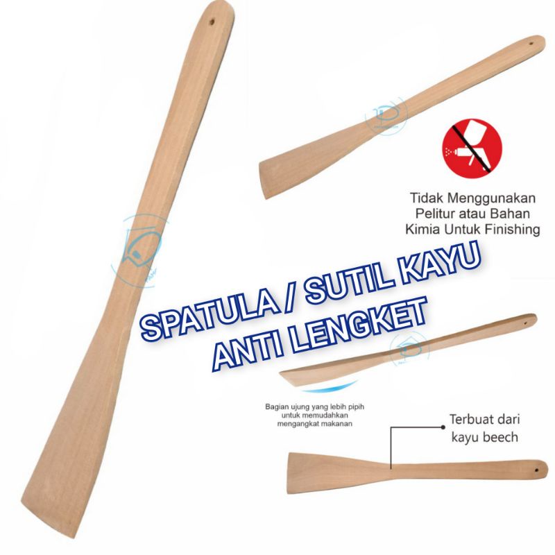 SPATULA KAYU ANTI LENGKET SUTIL KAYU WAJAN TEFLON