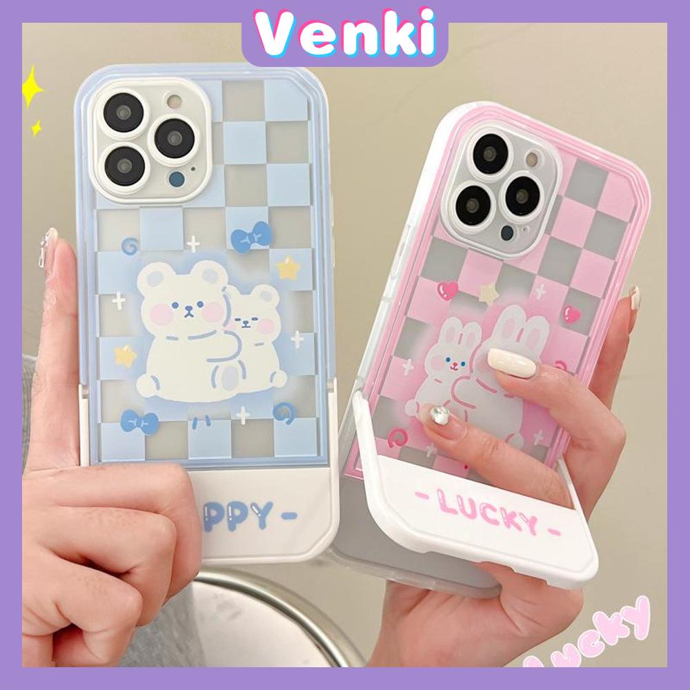 iPhone Case Acrylic Invisible Folding Stand Silicone Soft Case Shockproof Camera Cover Rabbit Cute Cartoon Compatible For iPhone 11 Pro Max 13 Pro Max 12 Pro Max 7Plus xr XS Max