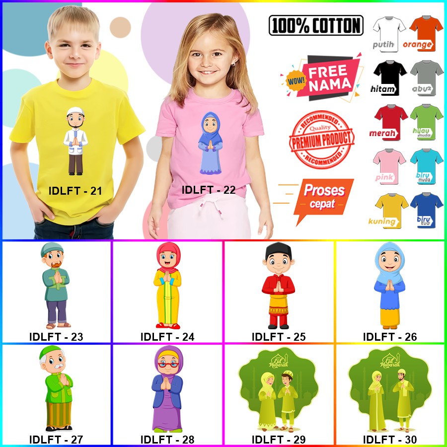 Baju Kaos ANAK DAN DEWASA LEBARAN IDUL FITRI COUPLE (FREE NAMA)