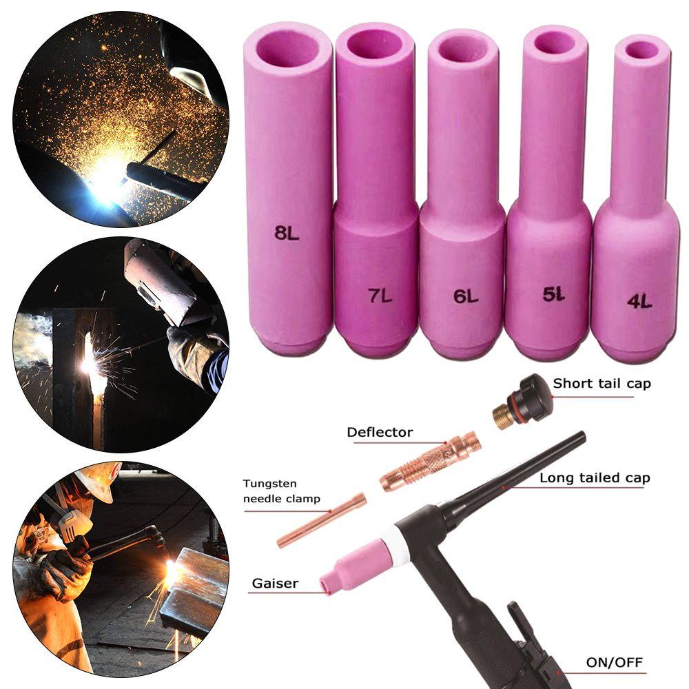 Solighter 5pcs Dipanjangkan Aksesoris Nozzle Keramik Torch Tip Nozzle Perisai Cup WP17 /18 /26