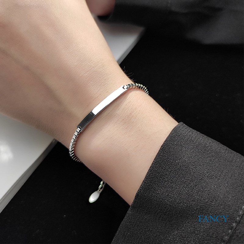 Gelang Tangan Sterling Silver 925 Adjustable Motif Geometri Persegi Panjang Untuk Wanita