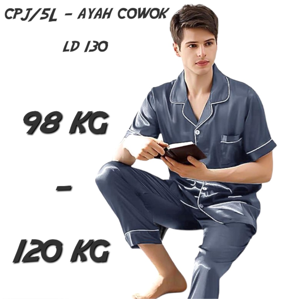 Baju tidur cowok pria celana panjang lengan pendek LD 140 130 120 110 100 piyama set pajamas