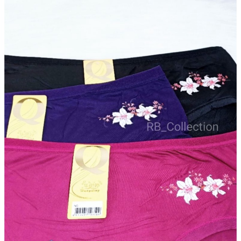 isi 3 pcs celana dalam wanita motif bunga dan polos size XXXL Celana dalam wanita jumbo