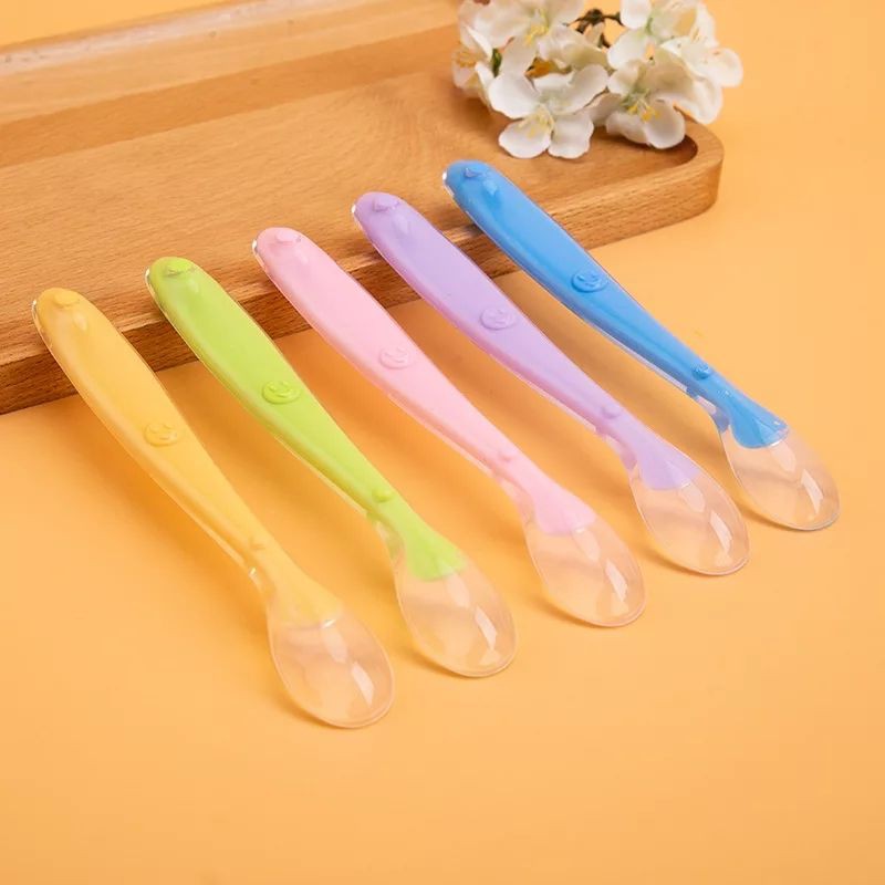 Sendok Makan Bayi Baby Safety Spoon Silikon Sensor Panas Lentur Feeding Aman