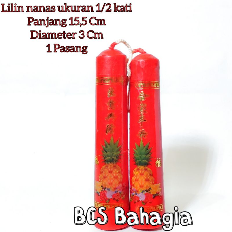 Lilin Nanas 1 Pasang Merah Ukuran 1/2 Setengah Kati / Lilin Nenas Sepasang Bagus / Red Candle