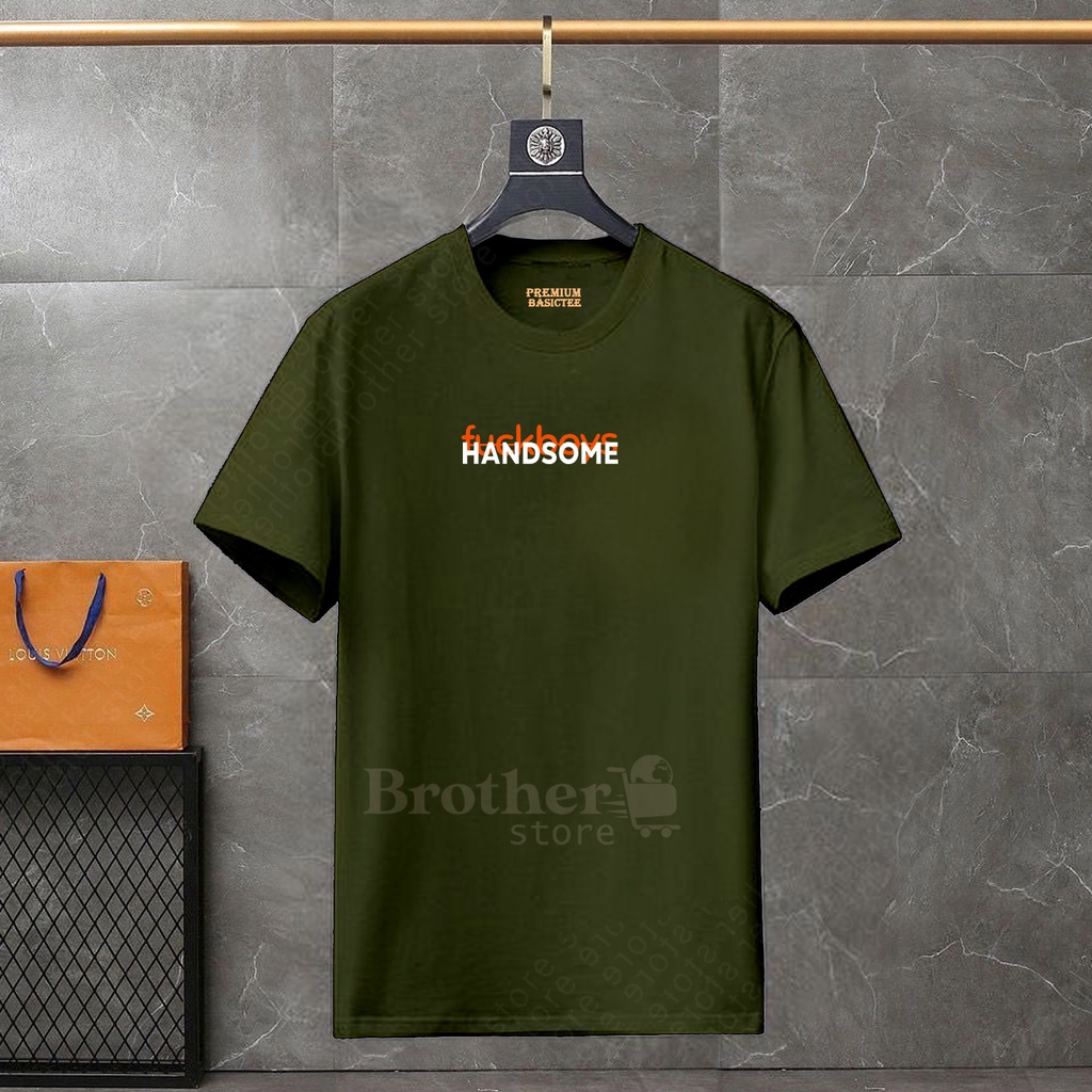 BROTHERSTORE Kaos Distro Pria HANDSOME Text Hitam Premium