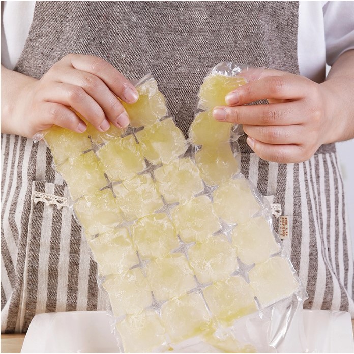 Kantong Plastik Cetakan Es Batu Sekali Pakai Isi 10pcs Ice Bag 24 Cube Beku Food Grade Kaldu Anak