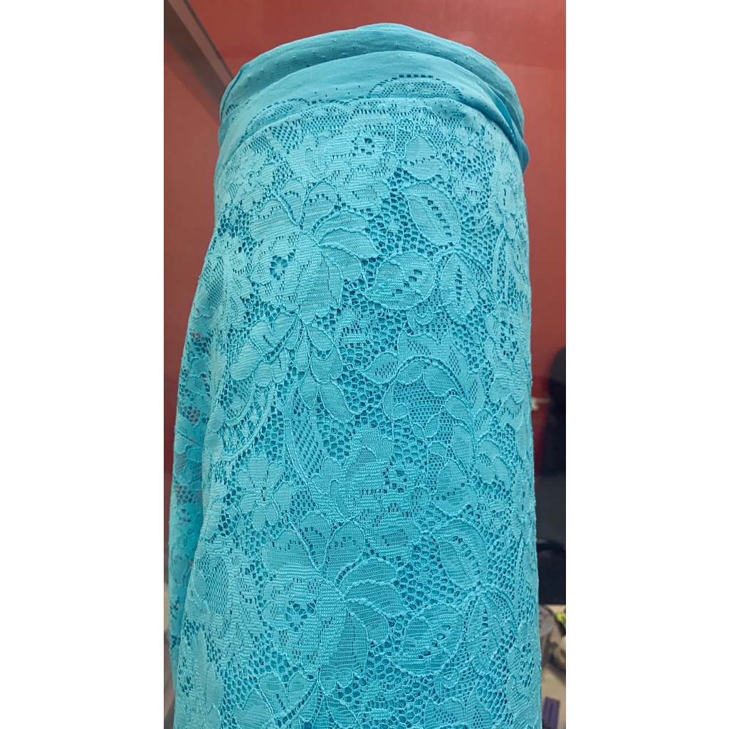 Kain BROKAT CORD LACE NON GLITTER-BLUE CYAN