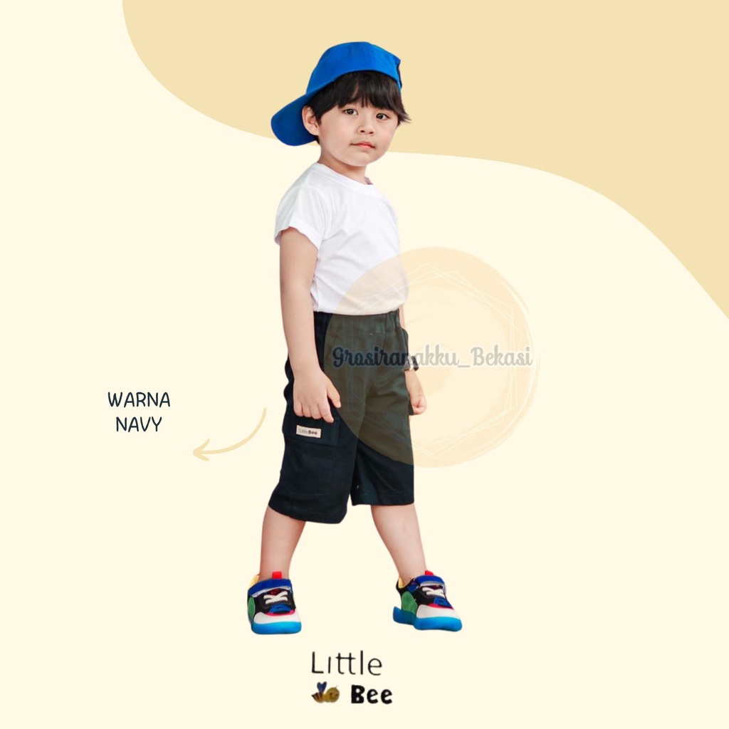 Celana Anak Cargo Pendek Littlebee Navy Size 1-5Tahun