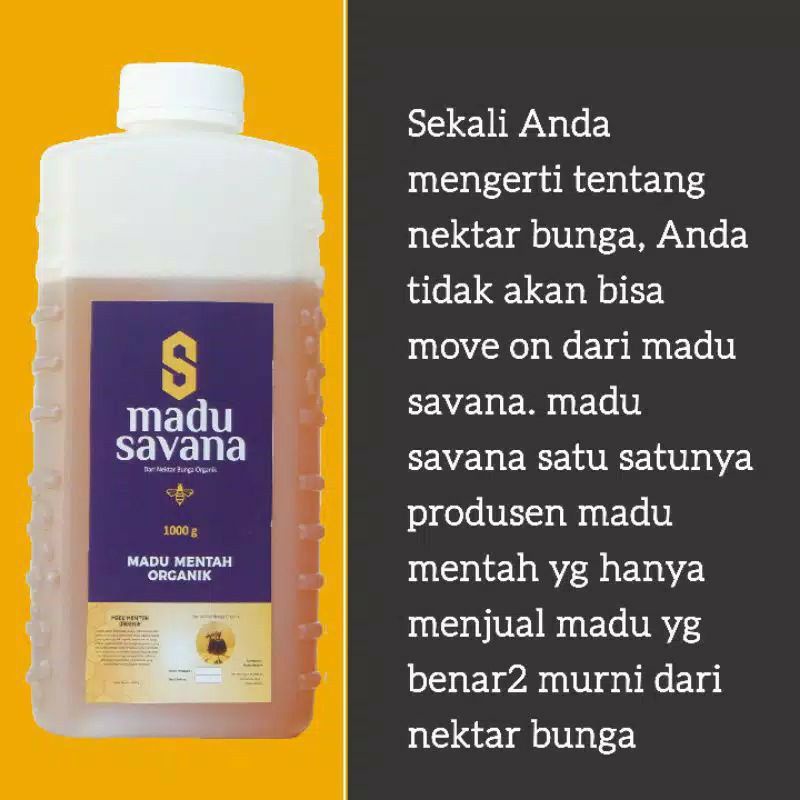 

Madu Mentah Murni Nektar Bunga 1KG madu savana