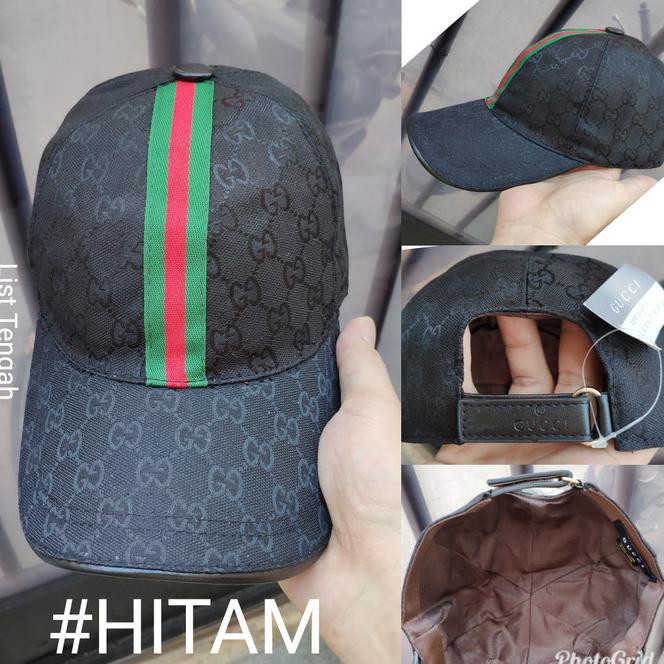 YA4U TOPI GUCCI DENGAN LAPISAN KAIN DI DALAM (PREMIUM TANPA BOX) - HITAM 29S3