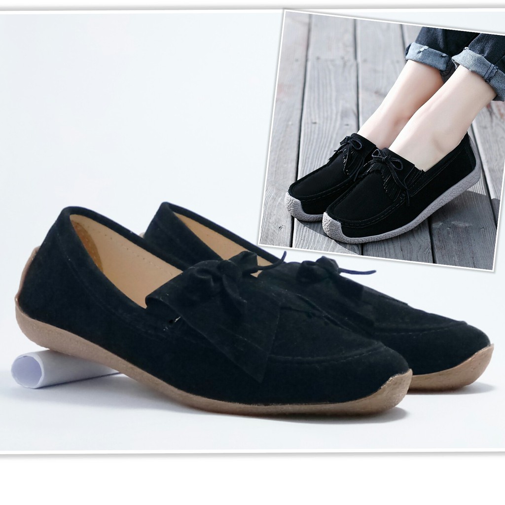 Sepatudari Karin Promo Flatshoes wanita model loafers rumbai nyaman dipakai KR-FS0017