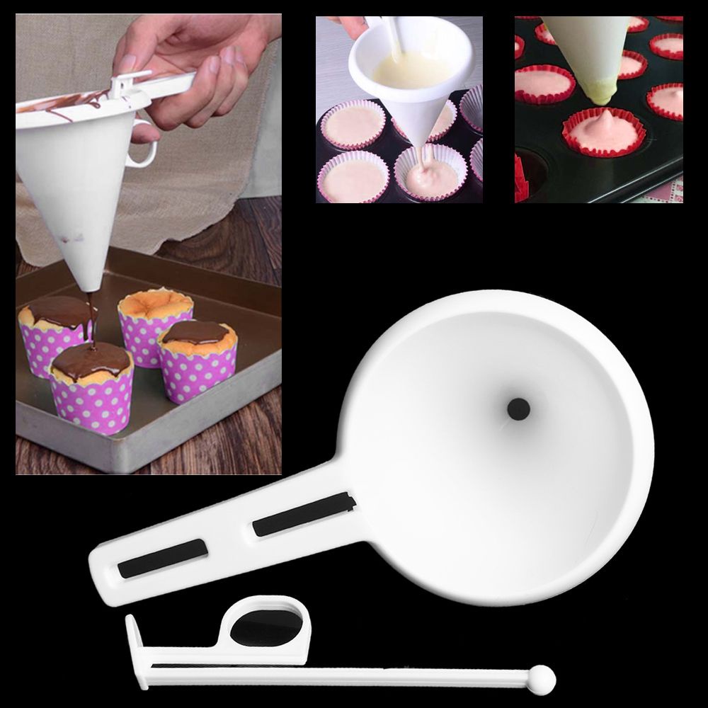 DIY Convenient Chocolate Candy Batter Funnel Mold White Food-grade Plastic  Kitchen &amp; Home Pancake Cream Dispenser