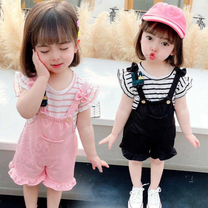 [meandboss] SALE SSP40-Setelan Set 2in1 Anak Pakaian Bayi Garis2 Pendek