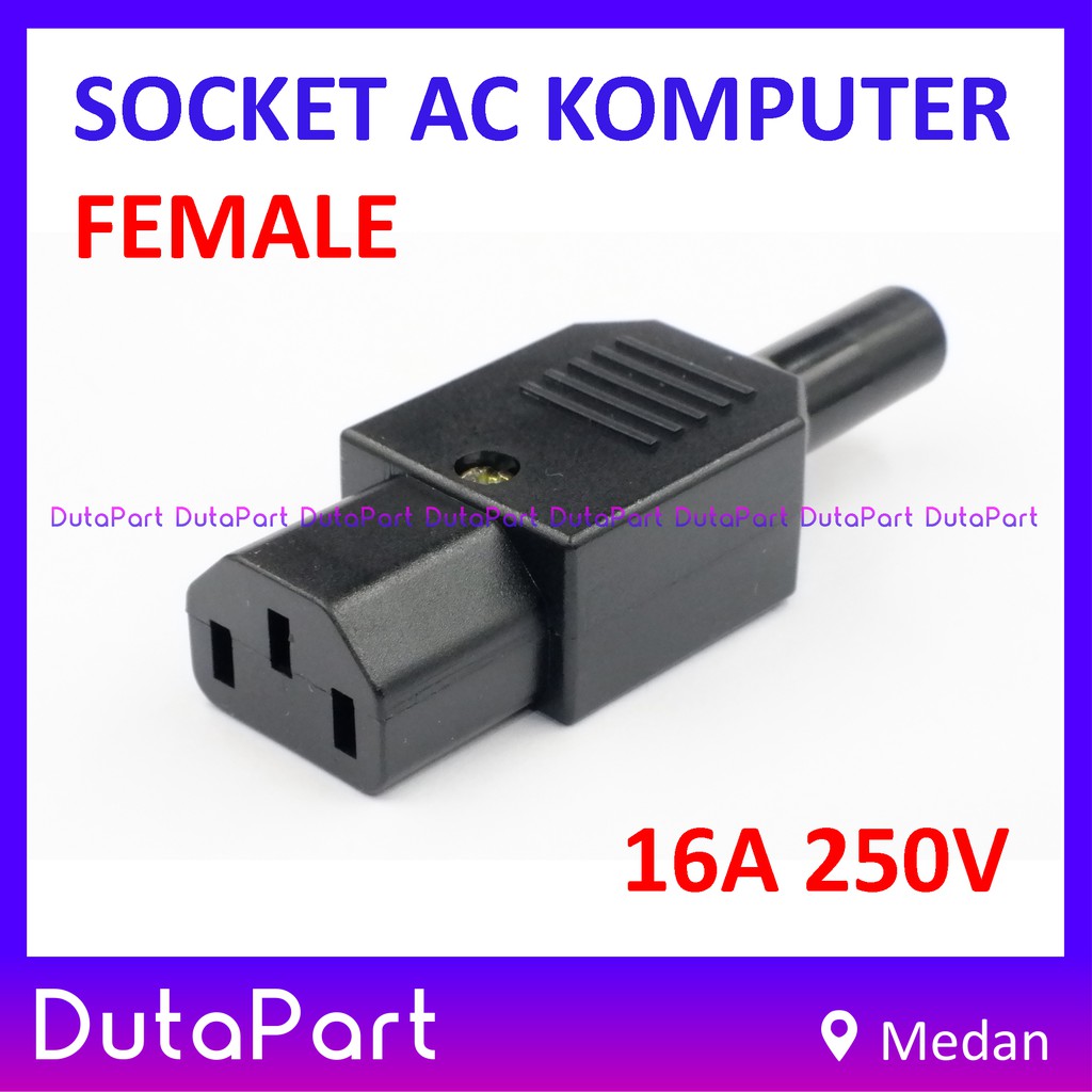 Socket AC FEMALE Komputer PC CPU Colokkan Jack Betina Power 16A 250VAC