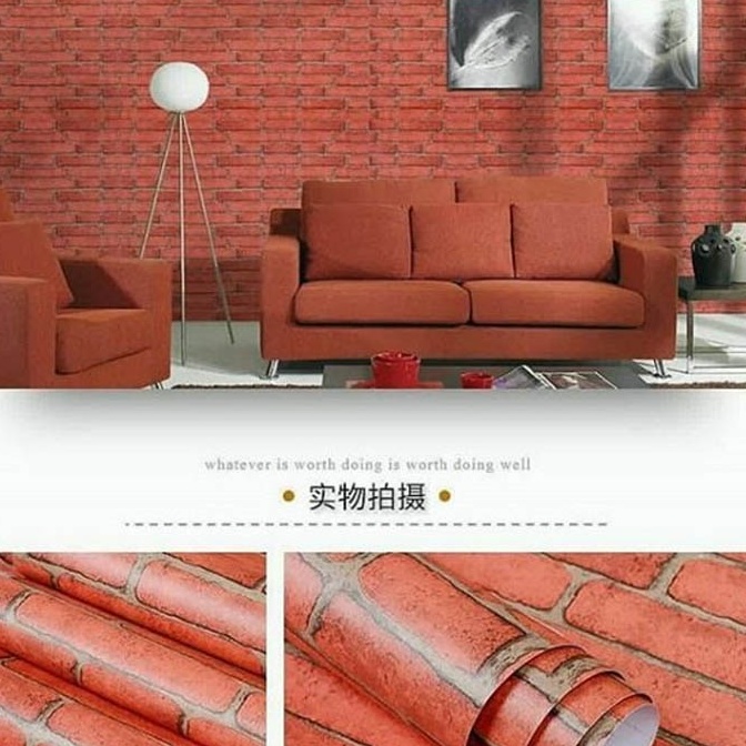 Center Sale_Walpaper Sticker Dinding kamar anti air Murah Dan Terbaik Motif Bata Bata Merah