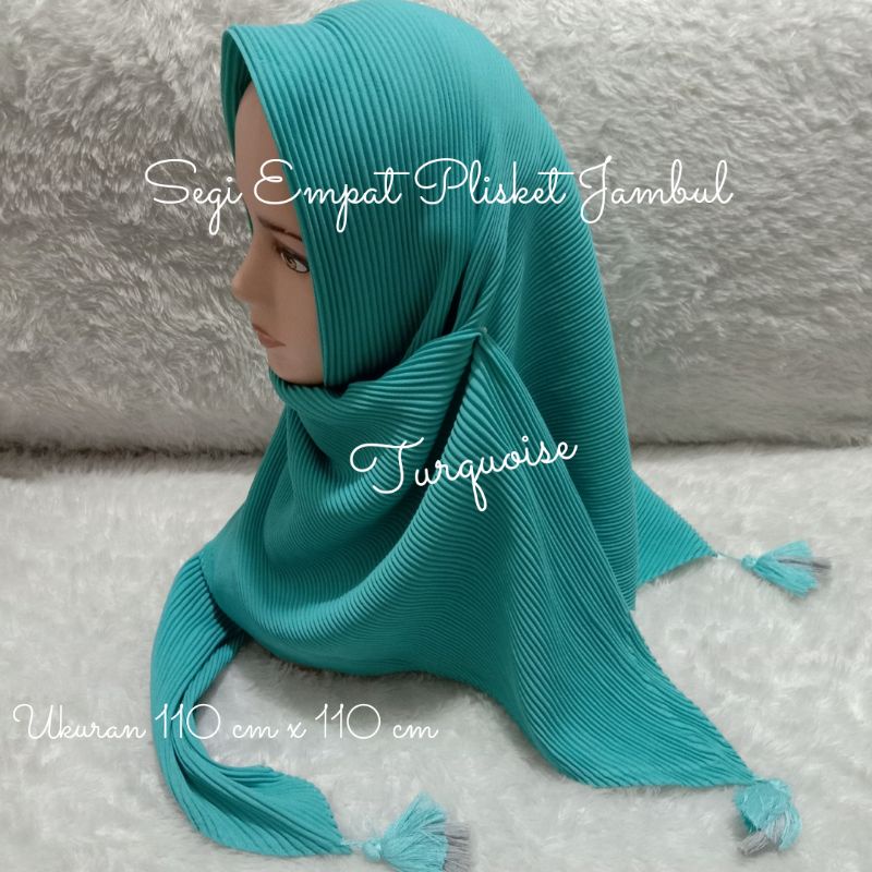 Plisket Segi Empat kerudung Plisket Jambul kerudung Plisket polos, segitiga pom-pom