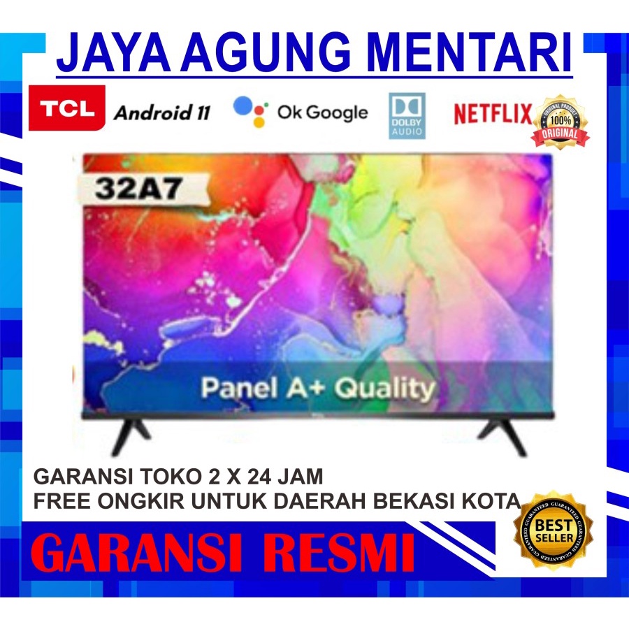 TV LED TCL 32A7 Smart TV 32 Inch Android 11 Panel A+ Frameless NEW