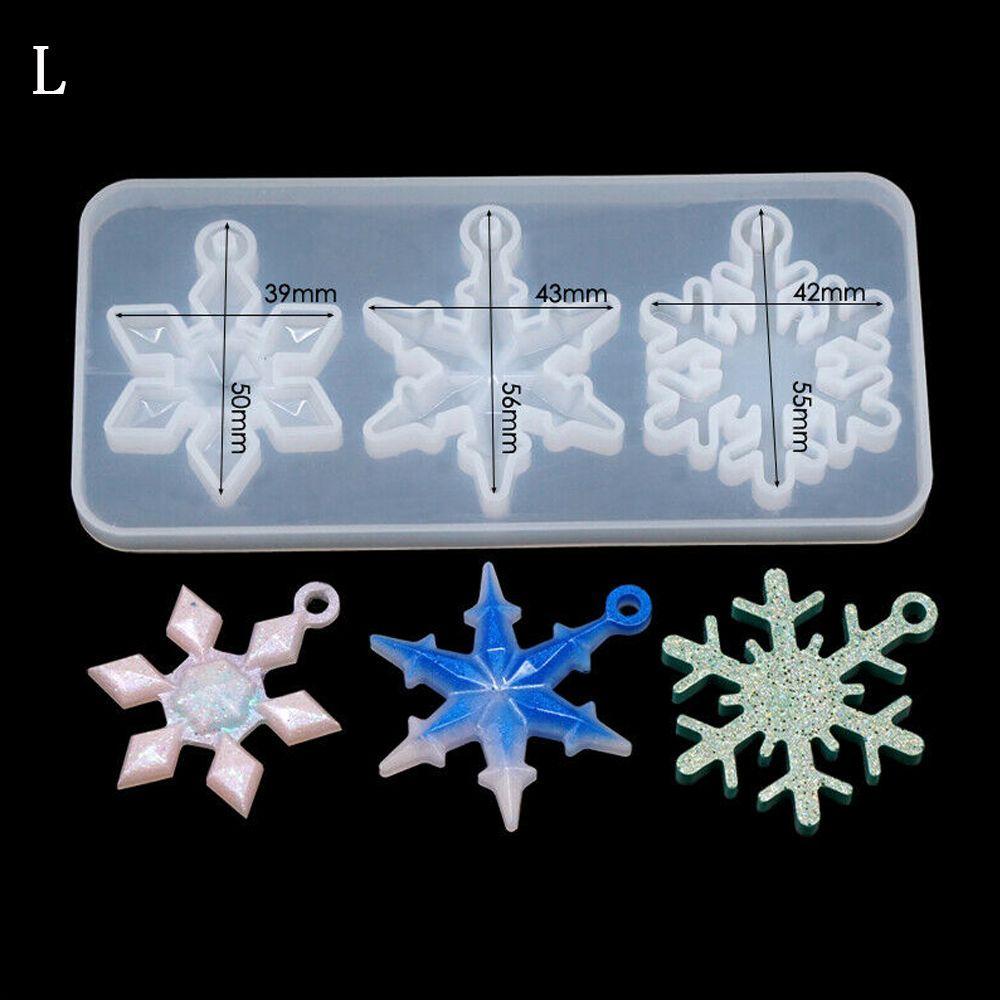 Solighter Cetakan Pengecoran Resin 3D Dropping Glue Snowflake Keychain Mold