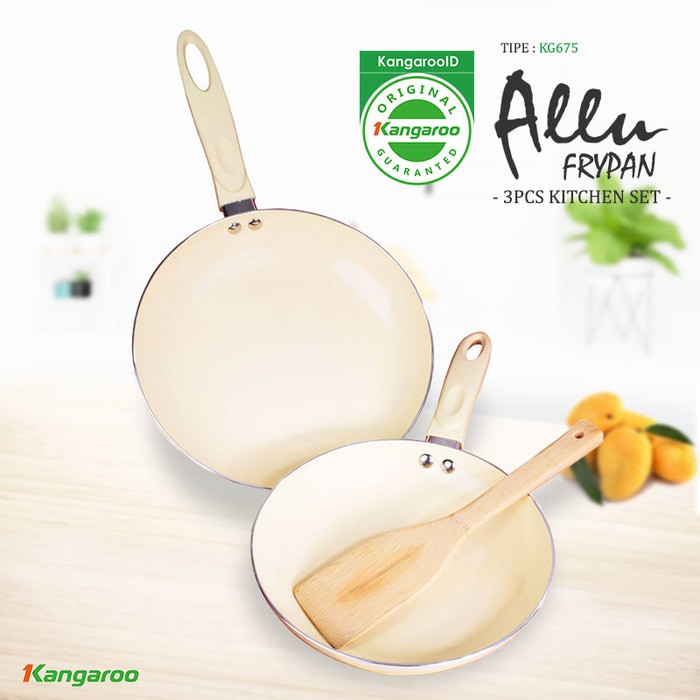 Frypan Kangaroo KG-675 2 Set - Wajan Aluminium Marble 24 &amp; 20 cm