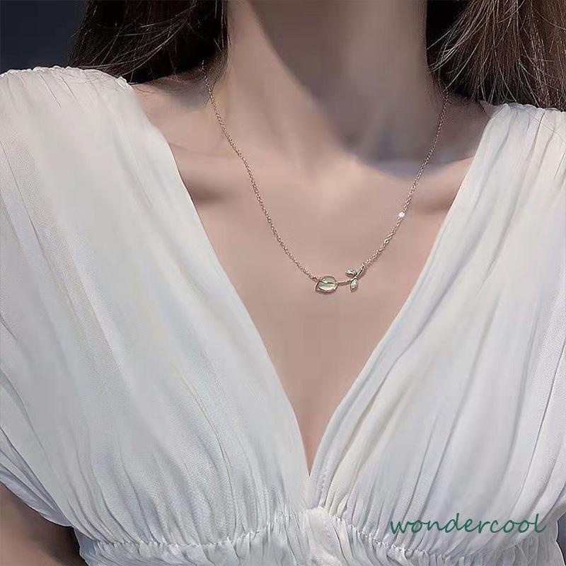 Kalung Choker Liontin Bunga Mawar Gaya Korea Untuk Wanita-Won