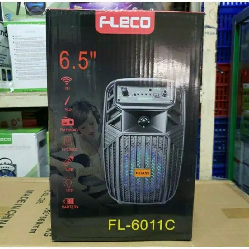 COD Speaker Fleco Super Bass F-6011 6'5 inch Bluetooth Speaker Plus mic