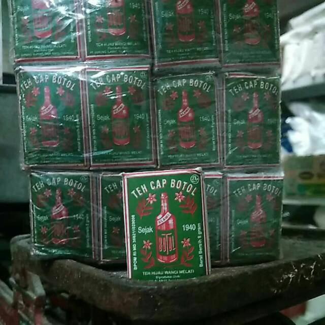 

Teh hijau cap botol awur melati 1 pak @8gram