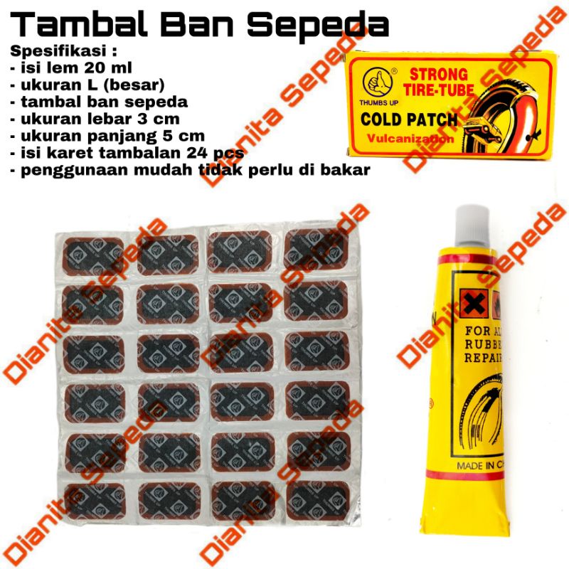 tambal ban sepeda tube repair set lem tip top karet tambalan besar L 24 cold patch strong tire tube