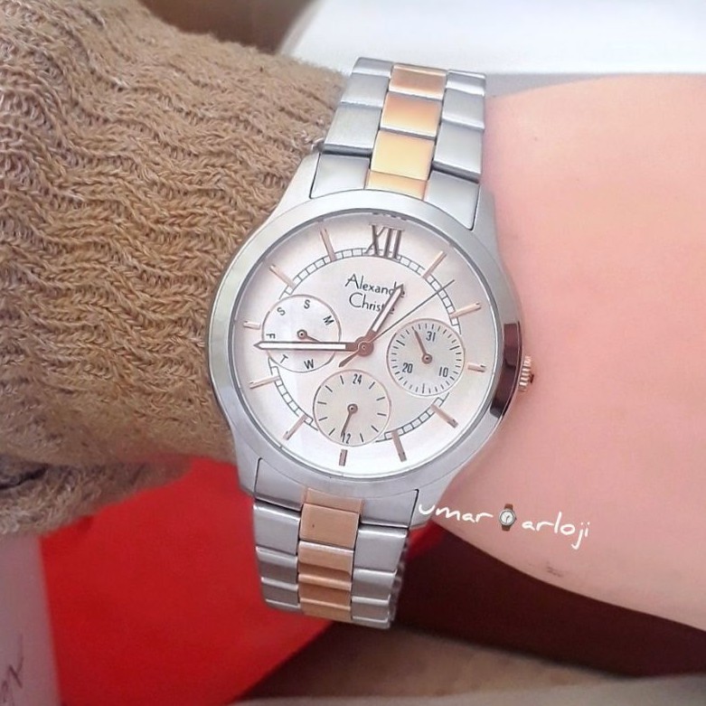 Jam Tangan Wanita Alexandre Christie Ac 2815 Bf Silver Rosegold Original Fashion Wanita
