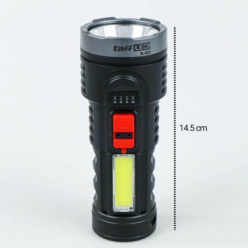 Senter LED Torch Waterproof USB Rechargeable Cree XPE Cob 7800 Lumens bl-822 Black