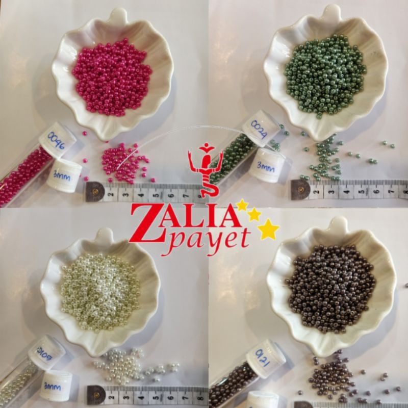 Payet Mutiara 3mm Beads Ringan , 12gram - Zalia Payet